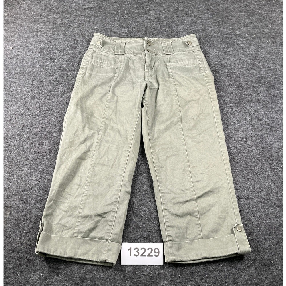 Gitano Capri Pants Women 6 Green Good Utility Cropped Straight Leg Cuffed Hem